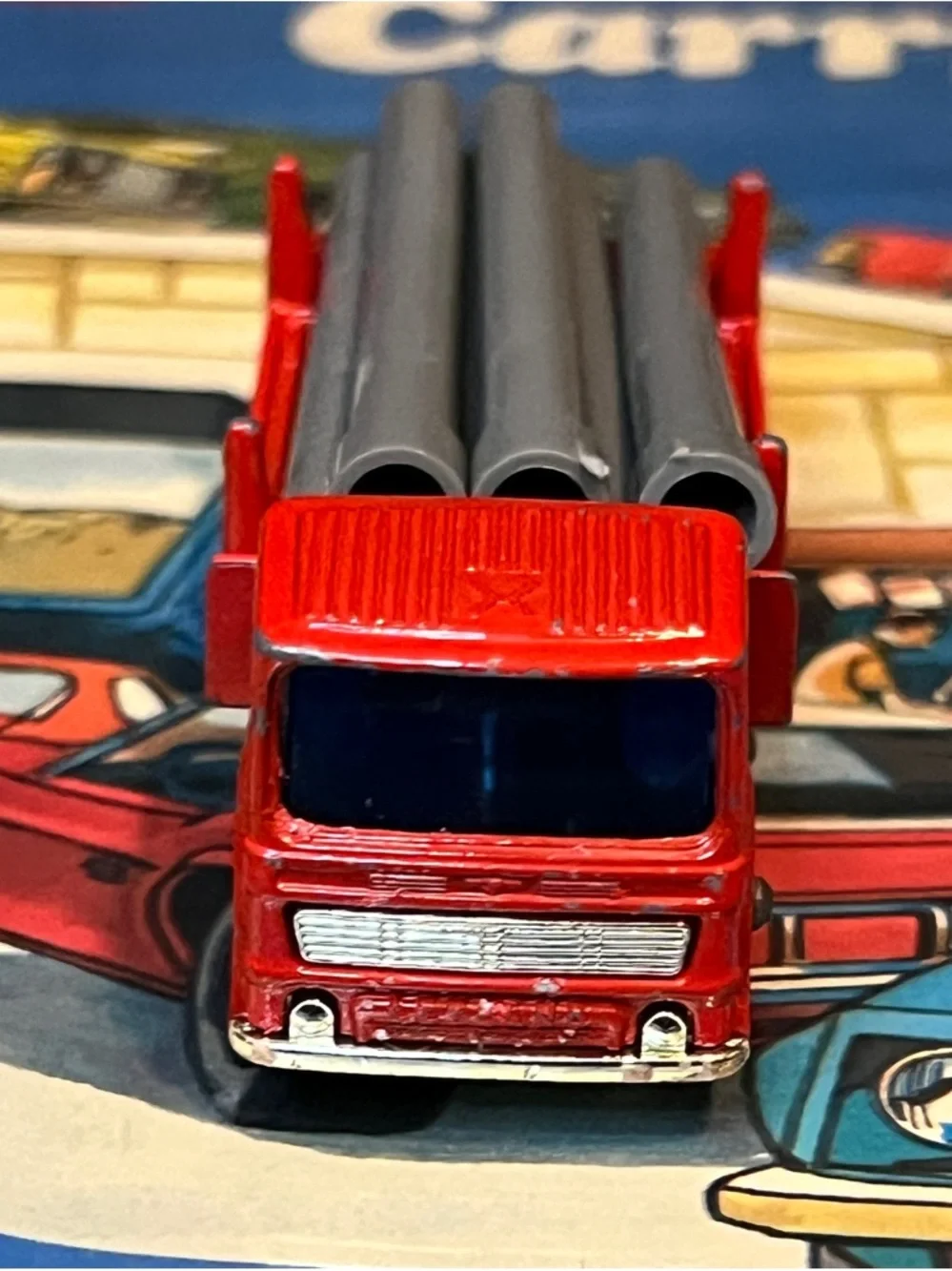 Vintage Matchbox Superfast No. 10 Leyland Pipe Truck Red w/ Pipes Lesney England